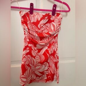 Y2K Wet Seal Red and White Leaf Pattern Dress